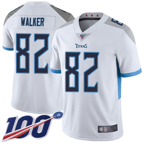 Tennessee Titans Limited White Men Delanie Walker Road Jersey NFL Football 82 100th Season Vapor Untouchable